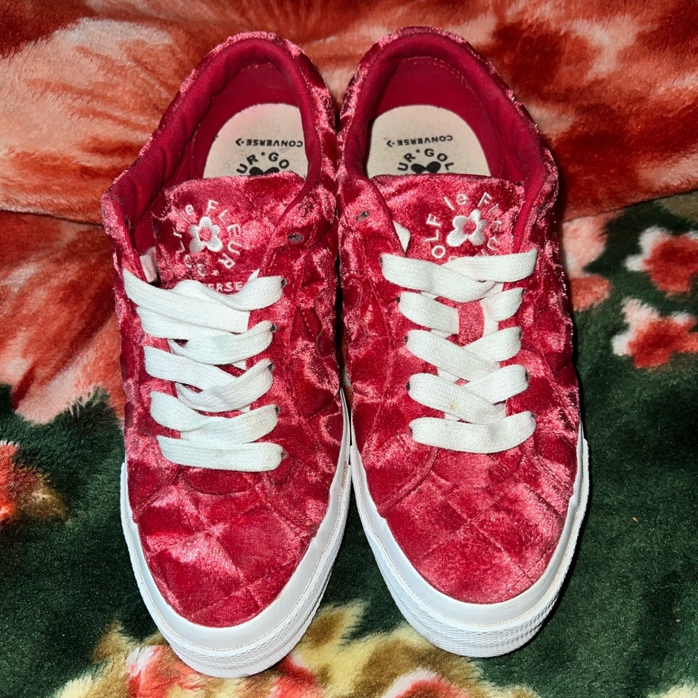 Tyler The Creator Red Fuzzy Converse Size 8 In Wo… - image 1